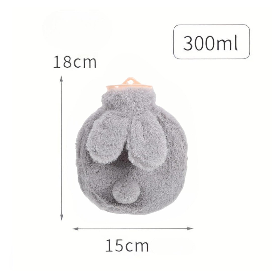 Borsa dell'acqua calda rotonda in peluche con orecchie di coniglio
