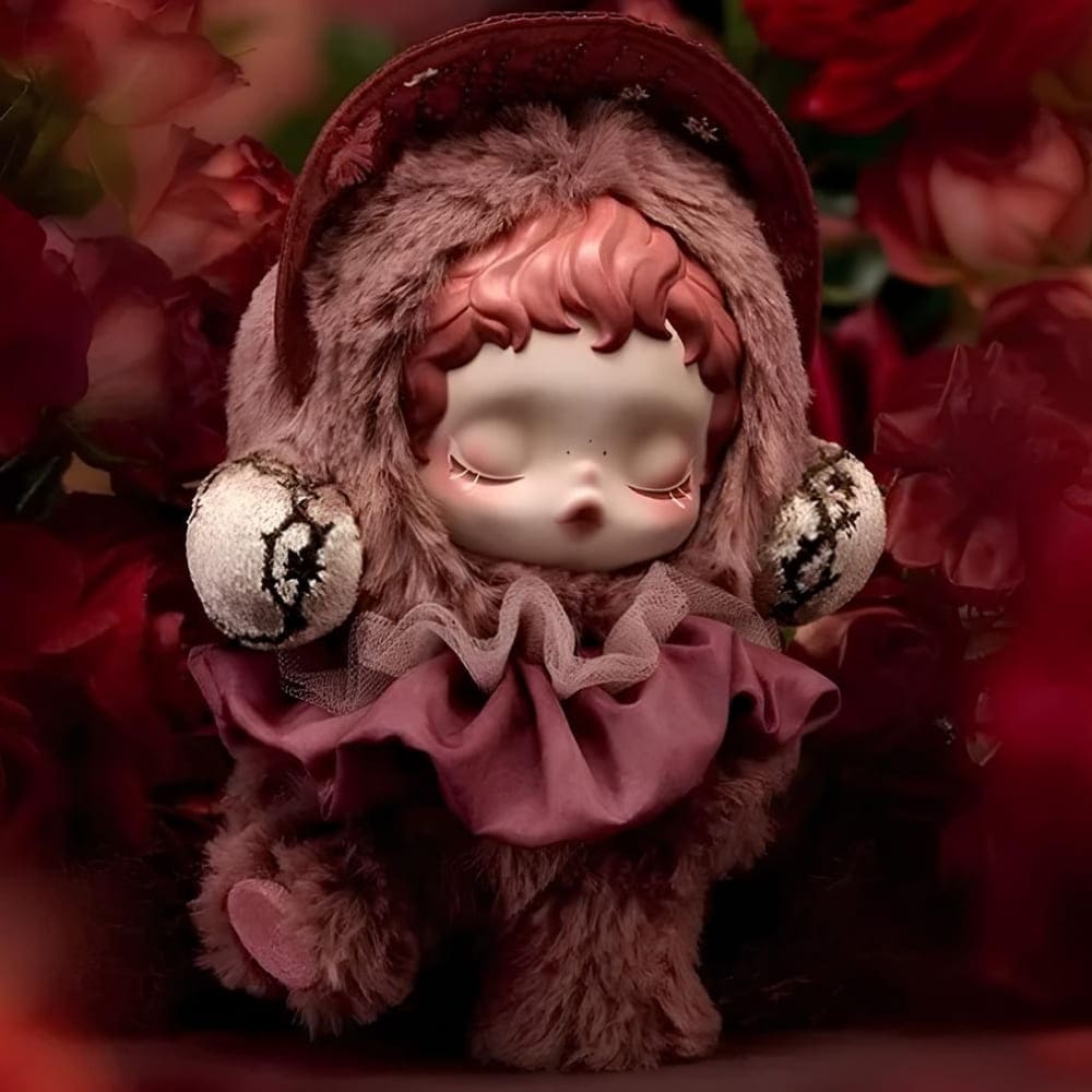 Blind box peluche stile Skullpanda tema floreale