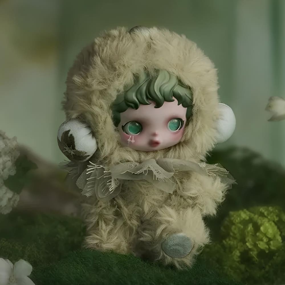 Blind box peluche stile Skullpanda tema floreale
