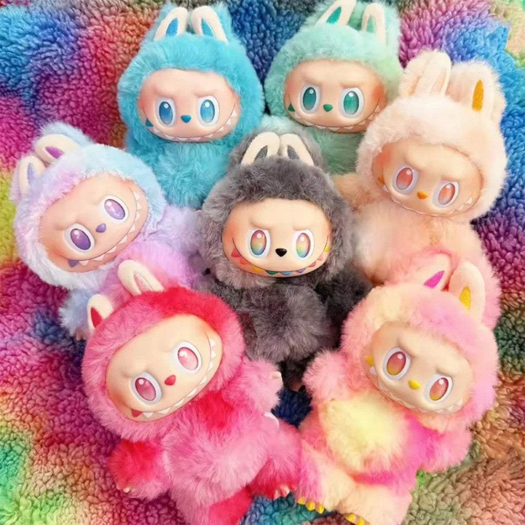 Blind box peluche stile Labubu arcobaleno (non ufficiale)