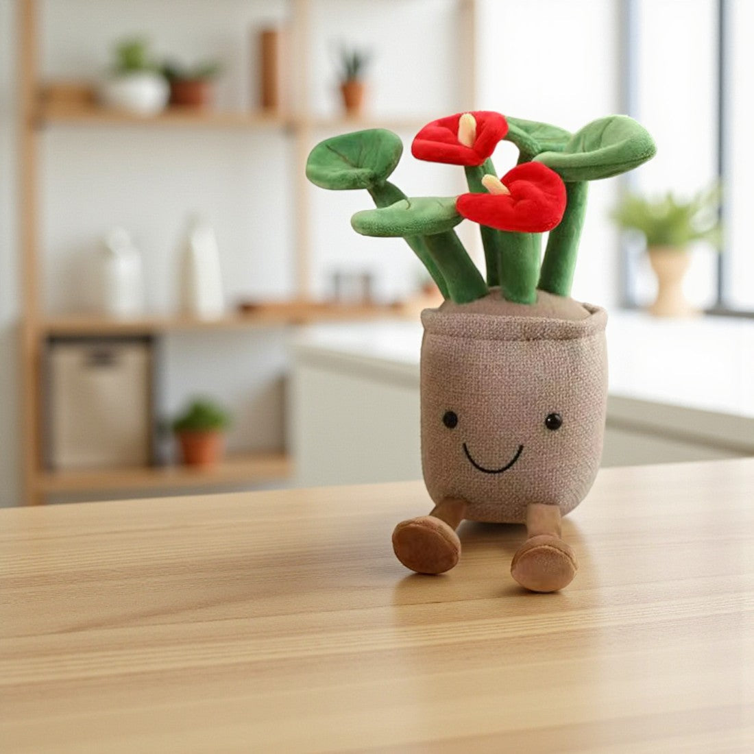 Peluche pianta kawaii fiore di luna sorridente