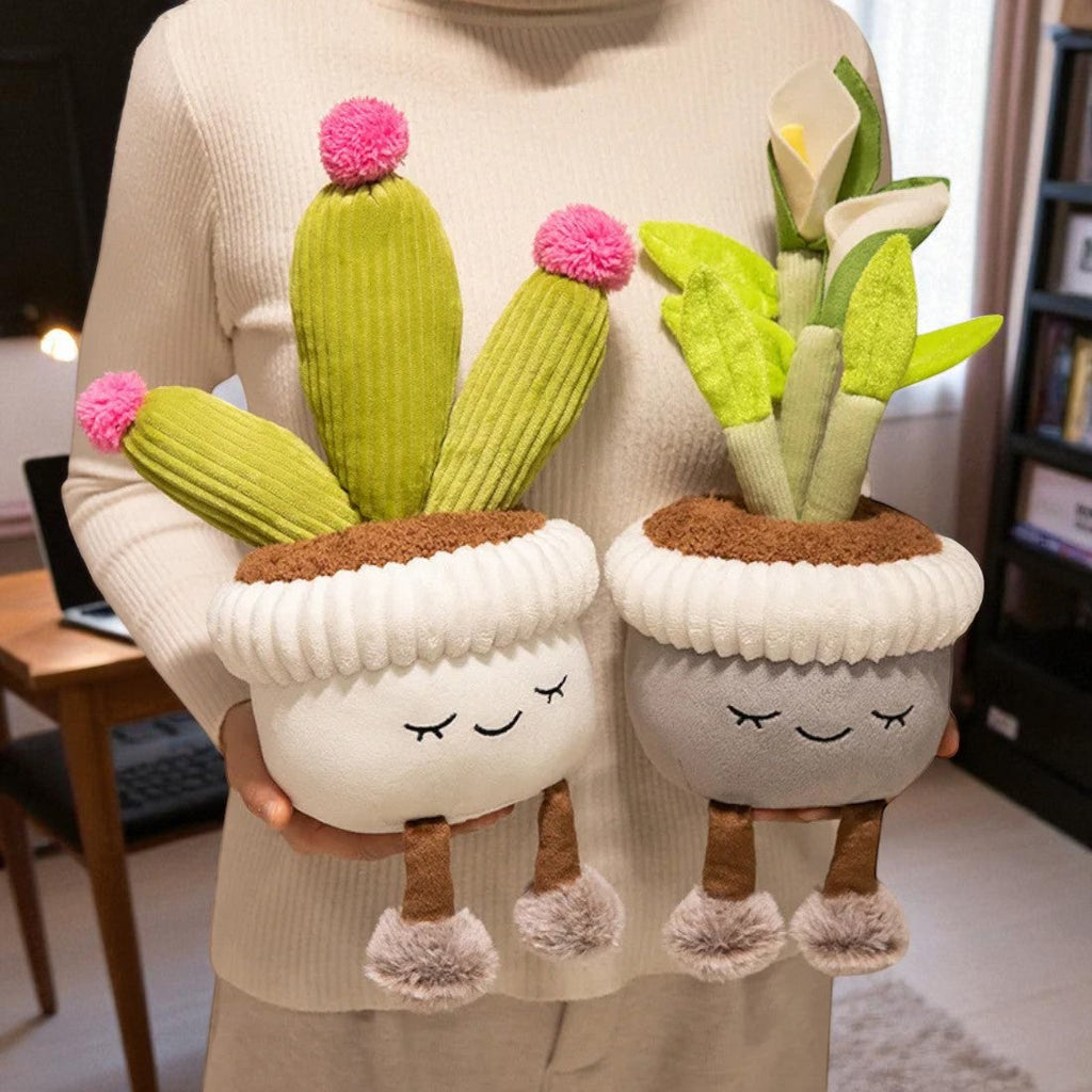 Peluche kawaii pianta in vaso tondo