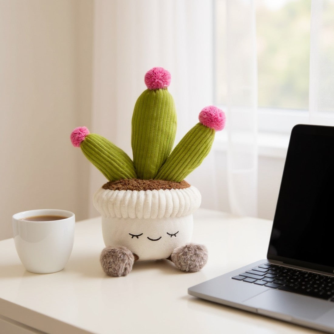 Peluche kawaii pianta in vaso tondo