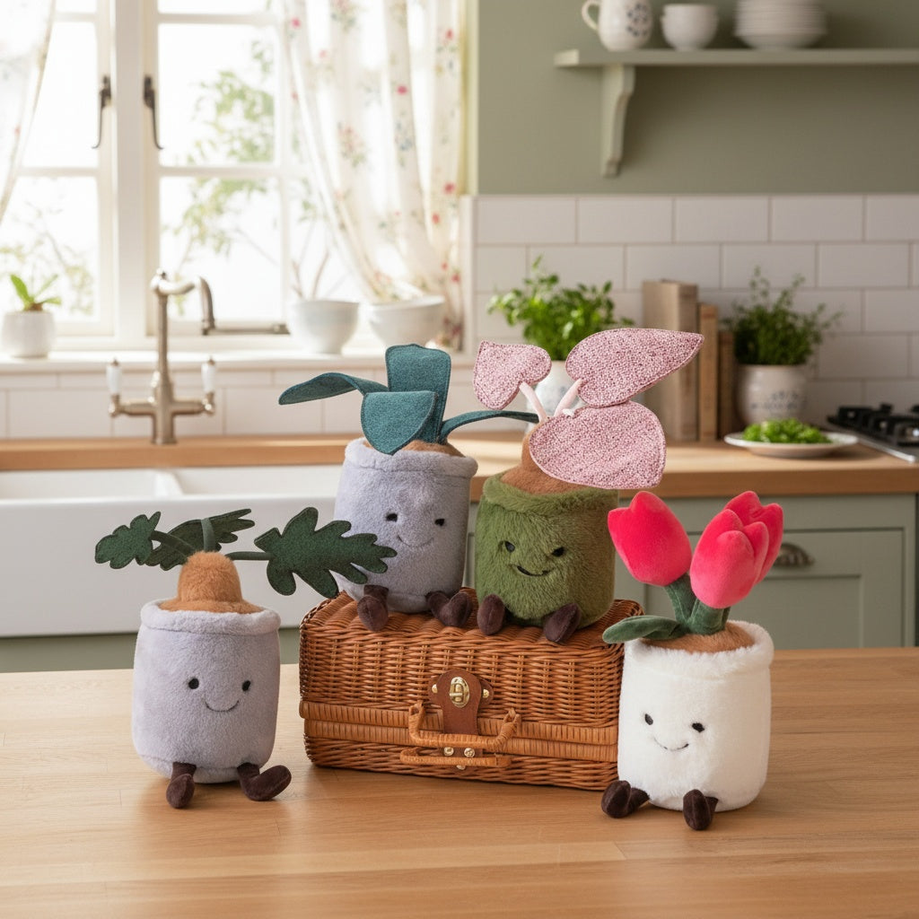 Peluche pianta kawaii vaso verde