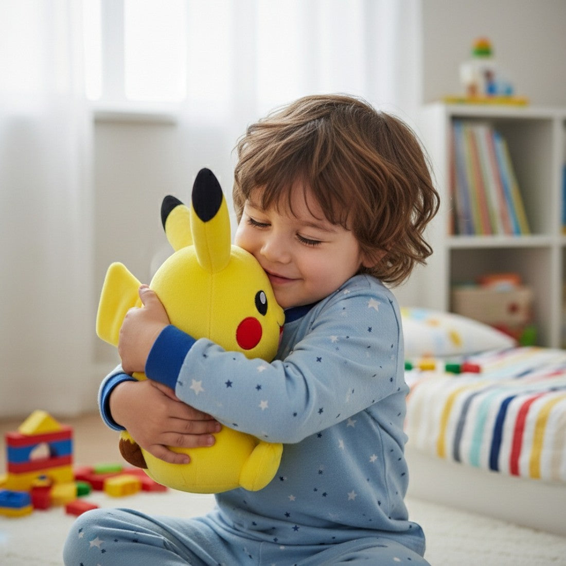 Peluche pokémon - Pikachu seduto sorriso gioioso