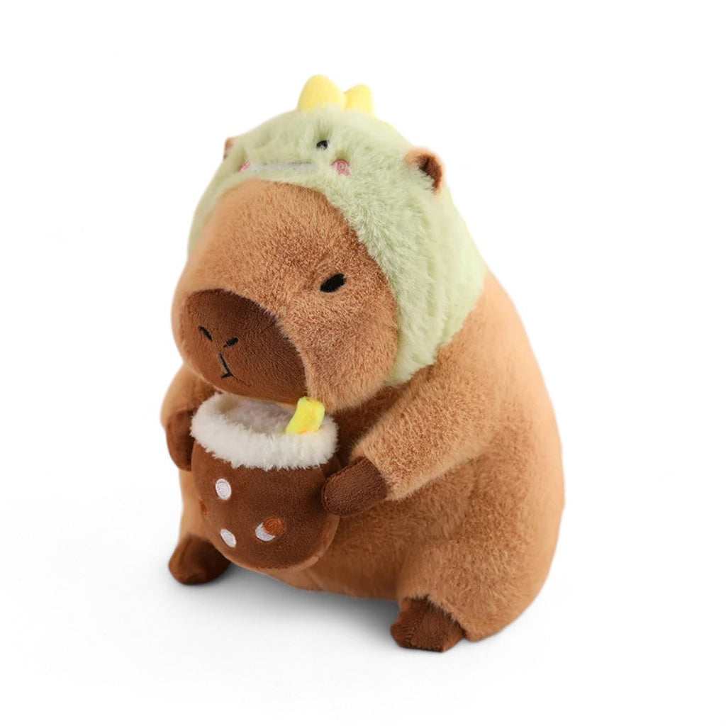 Peluche capybara con bevanda e berretto buffo
