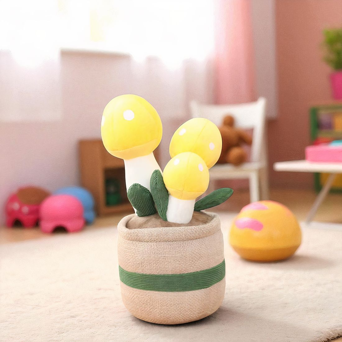 Peluche pianta kawaii fungo decorativo morbido