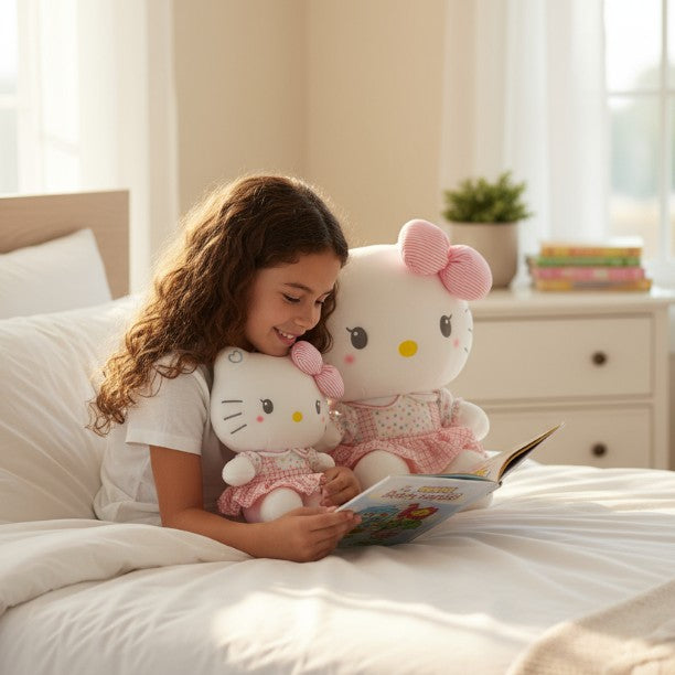 Peluche Hello Kitty tenero ed elegante in rosa pastello