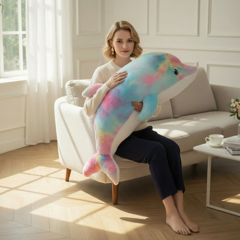 Peluche delfino gigante arcobaleno