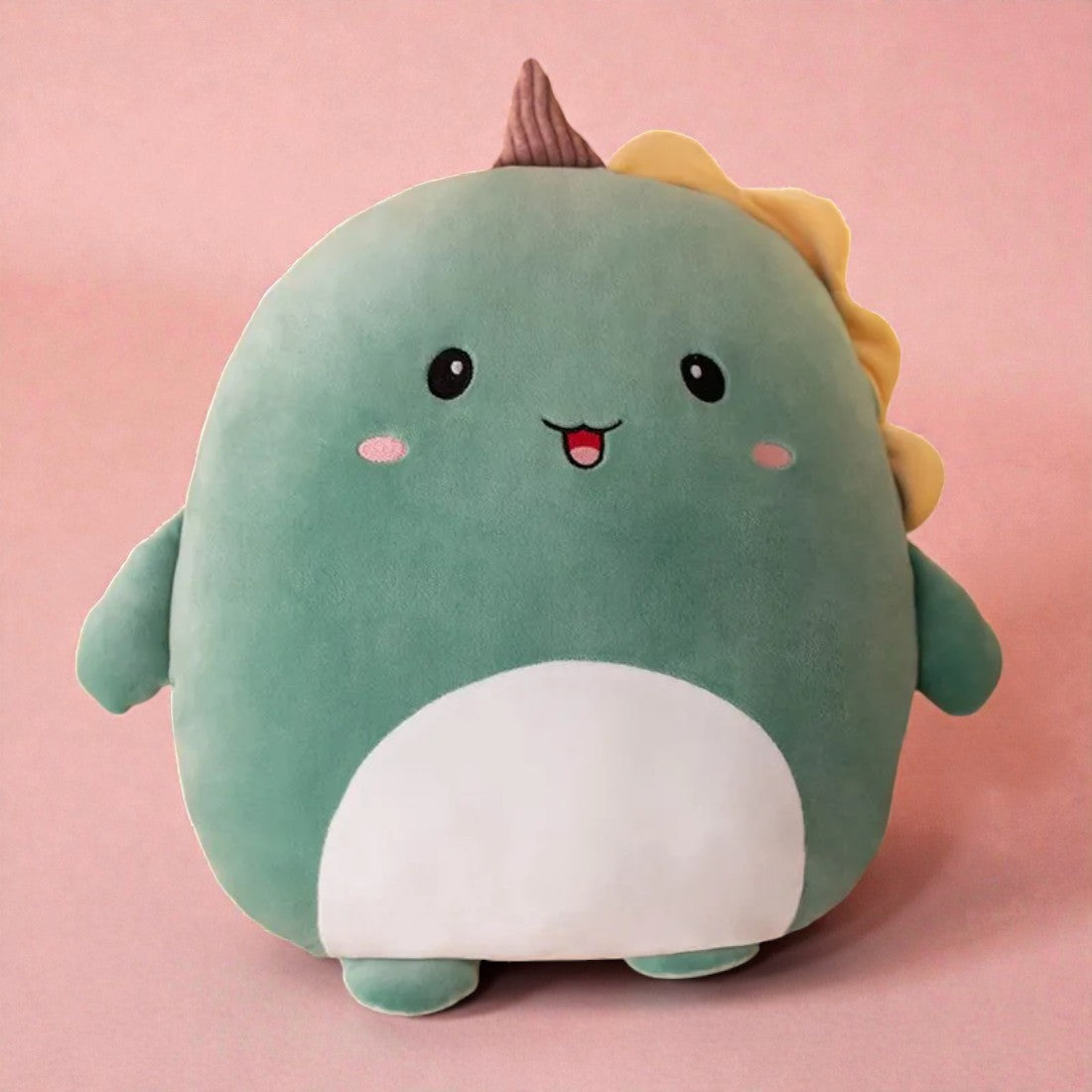 Peluche dinosauro verde morbidissimo tondo