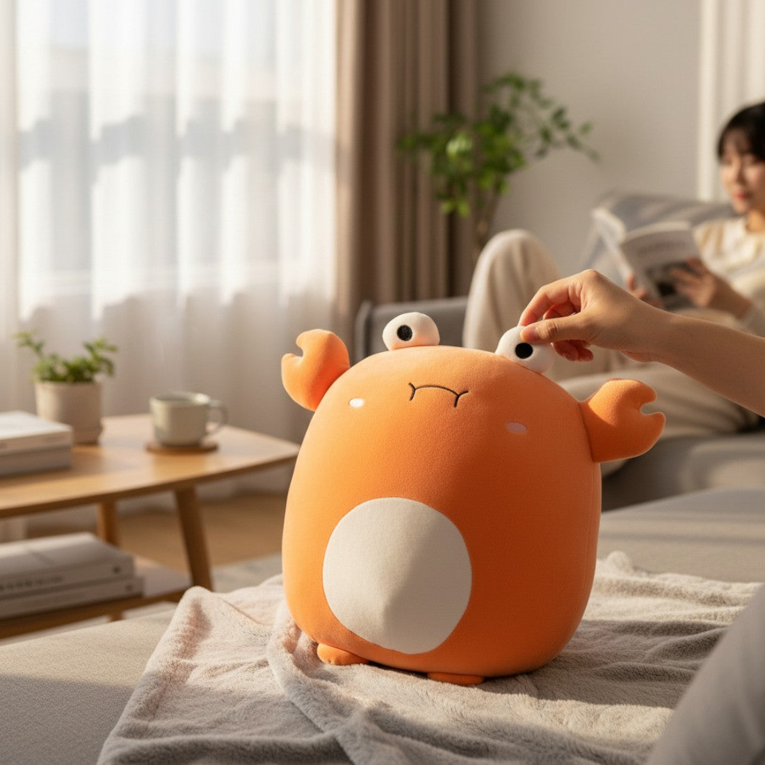 Cuscino peluche granchio buffo morbidissimo