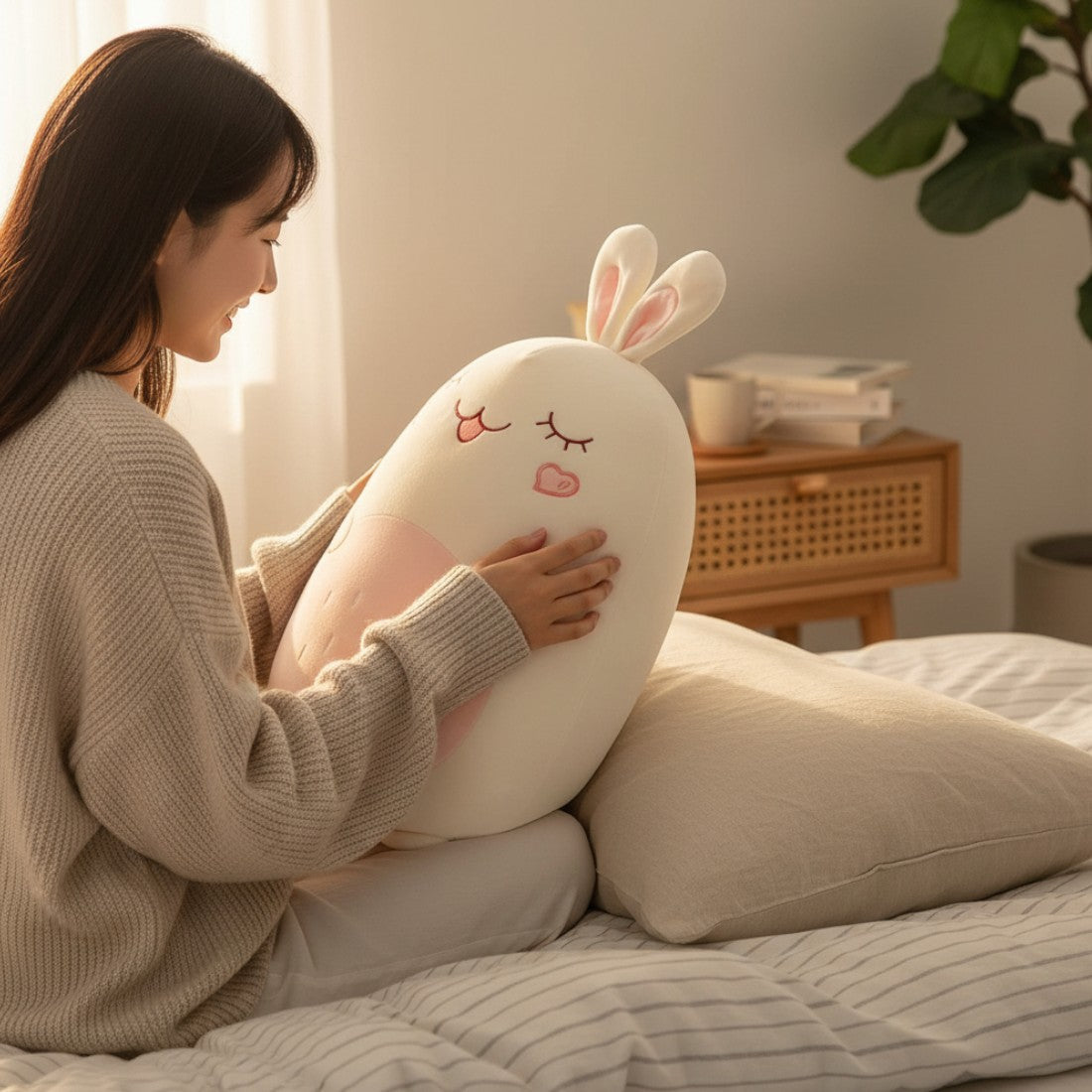 Cuscino peluche coniglio grande morbido squishy