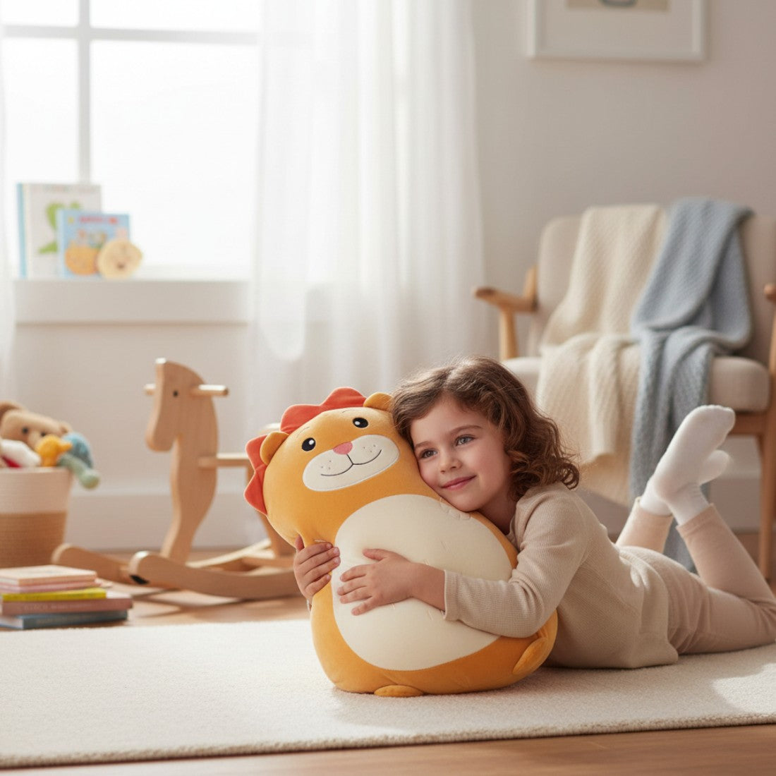 Cuscino peluche grande leone soffice