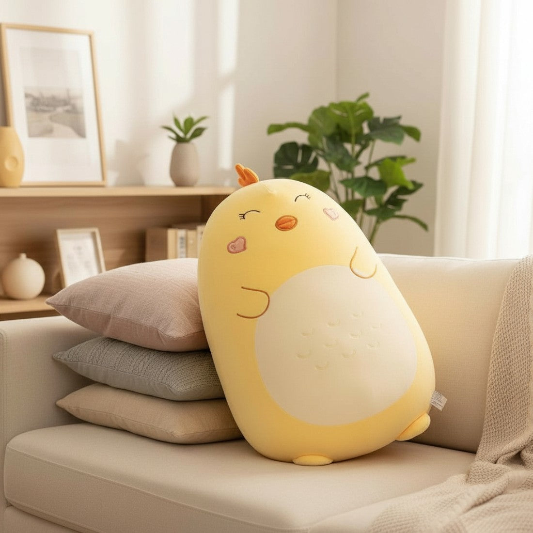 Cuscino peluche grande pulcino morbido squishy