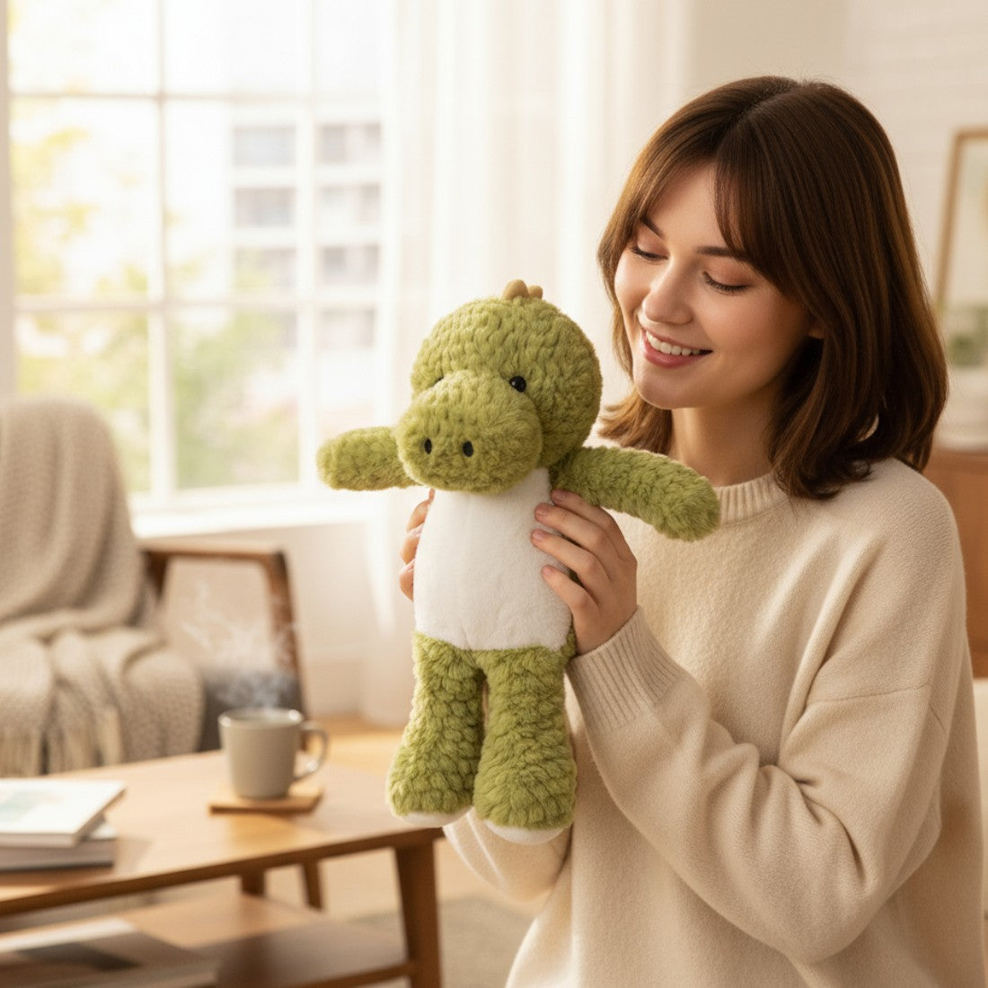 Peluche dinosauro verde doudou tenero