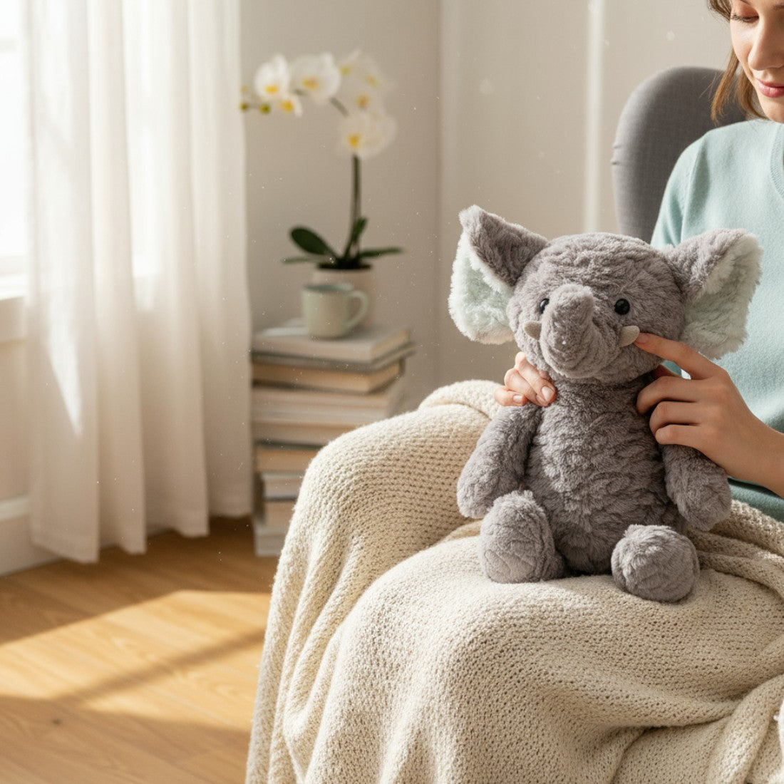 Peluche elefante grigio tutto morbido