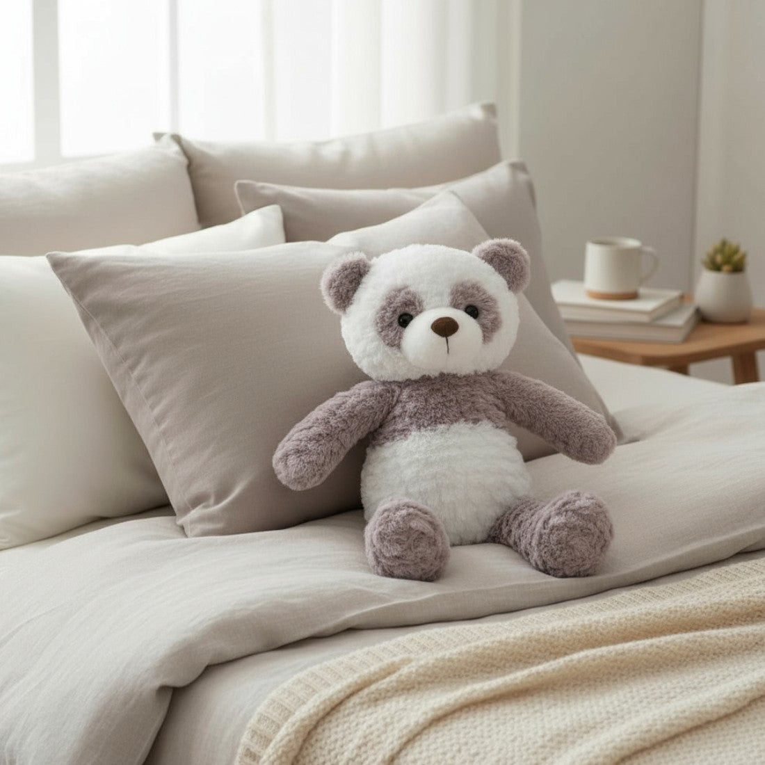 Peluche panda grigio tutto morbido