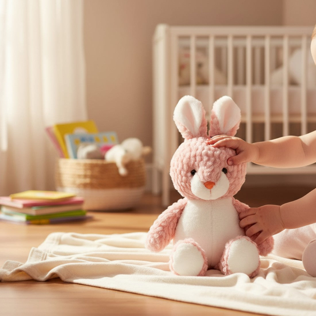 Peluche piccolo coniglietto rosa e bianco