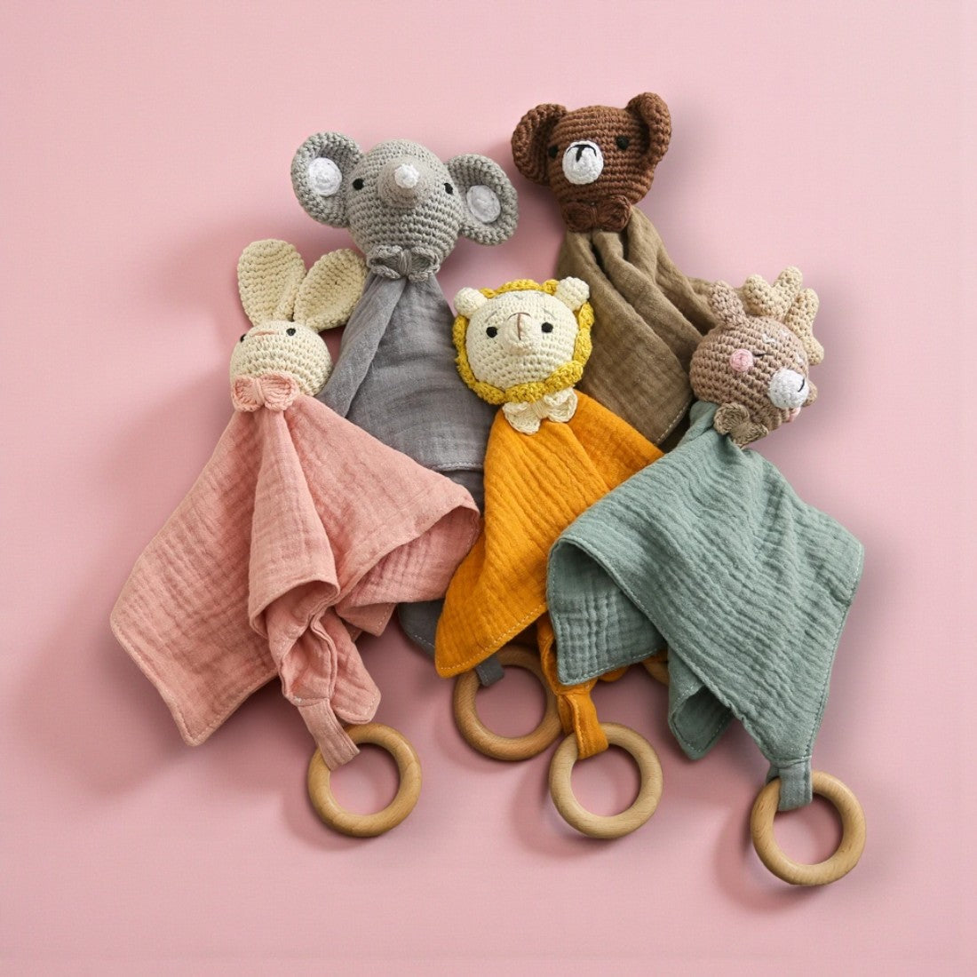 Doudou peluche testa cervo all'uncinetto per neonati