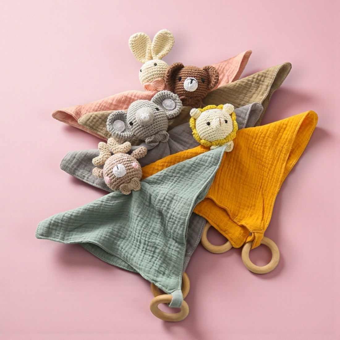 Doudou peluche testa leone all'uncinetto per neonati