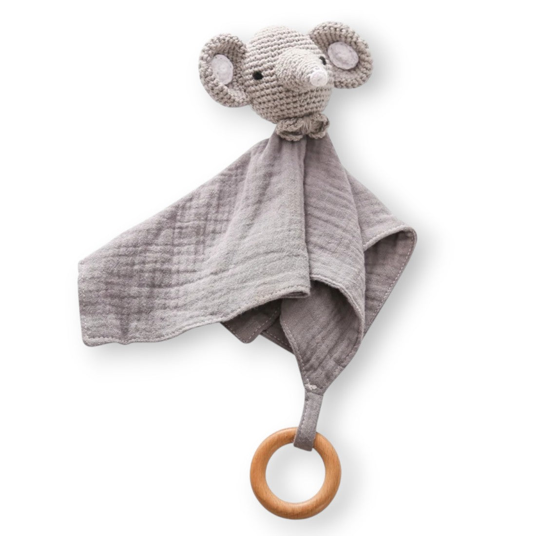 Doudou peluche testa elefante all'uncinetto per neonati