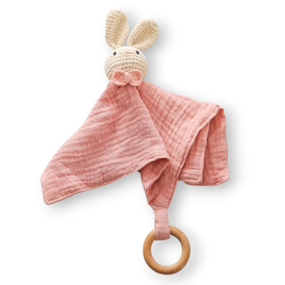 Doudou peluche testa coniglio all'uncinetto per neonati