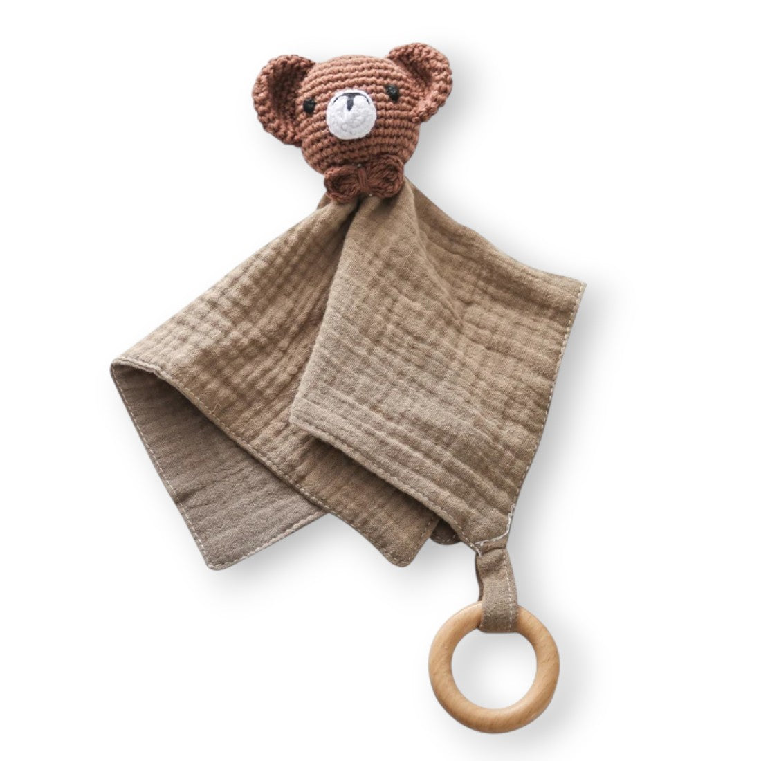 Doudou peluche testa orsetto all'uncinetto per neonati