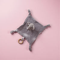 Doudou piatto elefante all'uncinetto panno cotone bicolore