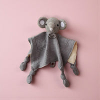 Doudou piatto elefante all'uncinetto panno cotone bicolore