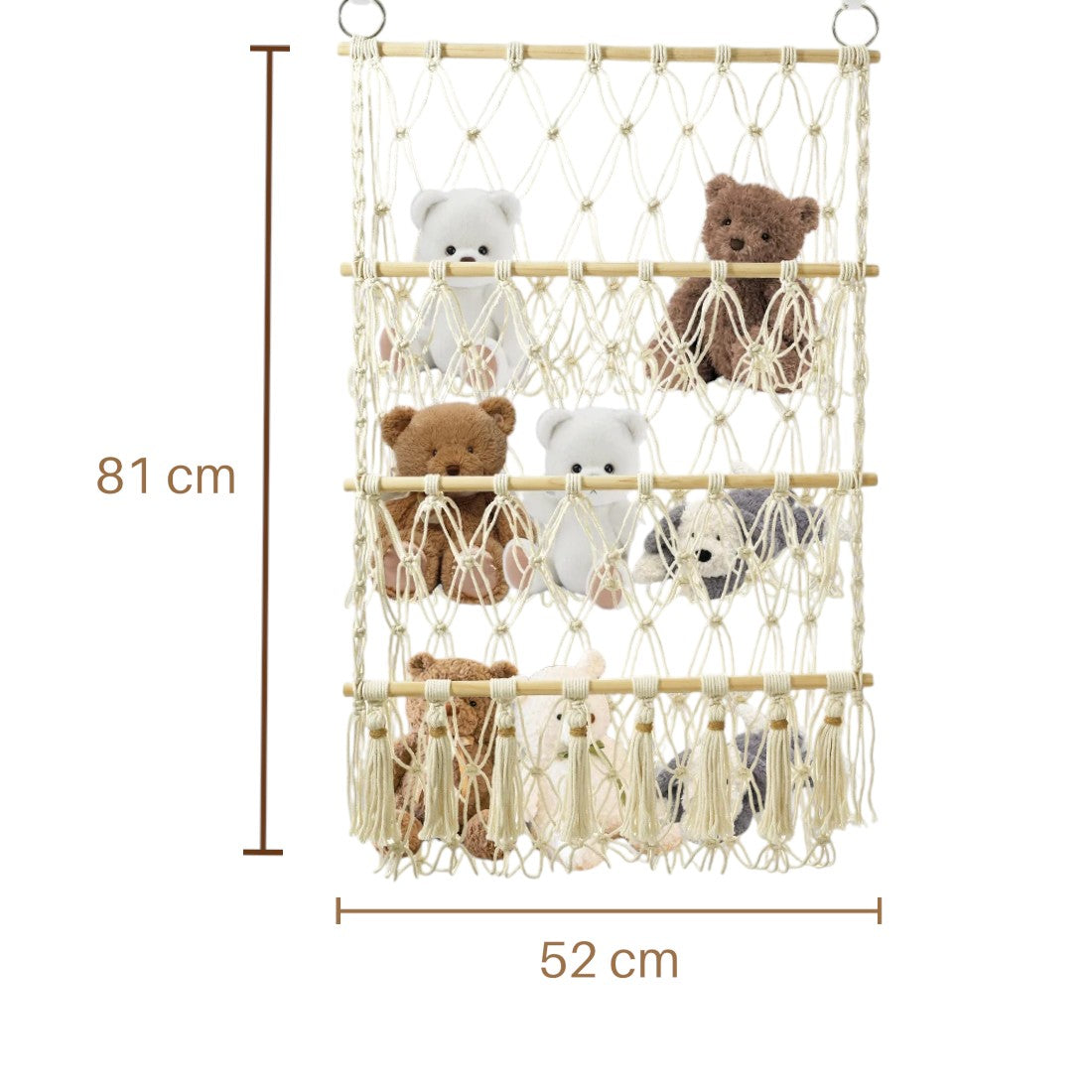 Portapeluche verticale macramè da parete