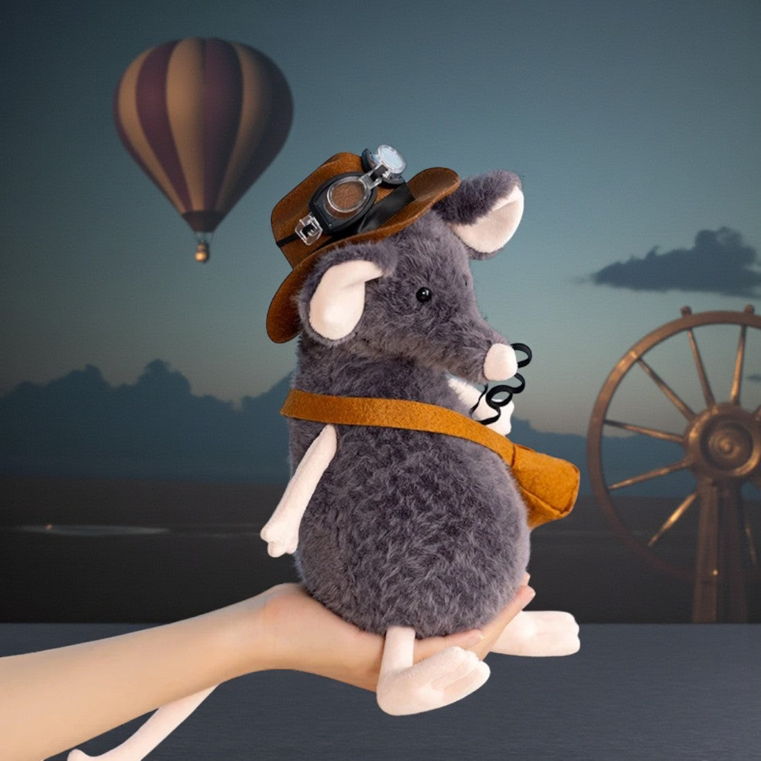 Peluche topo grigio esploratore