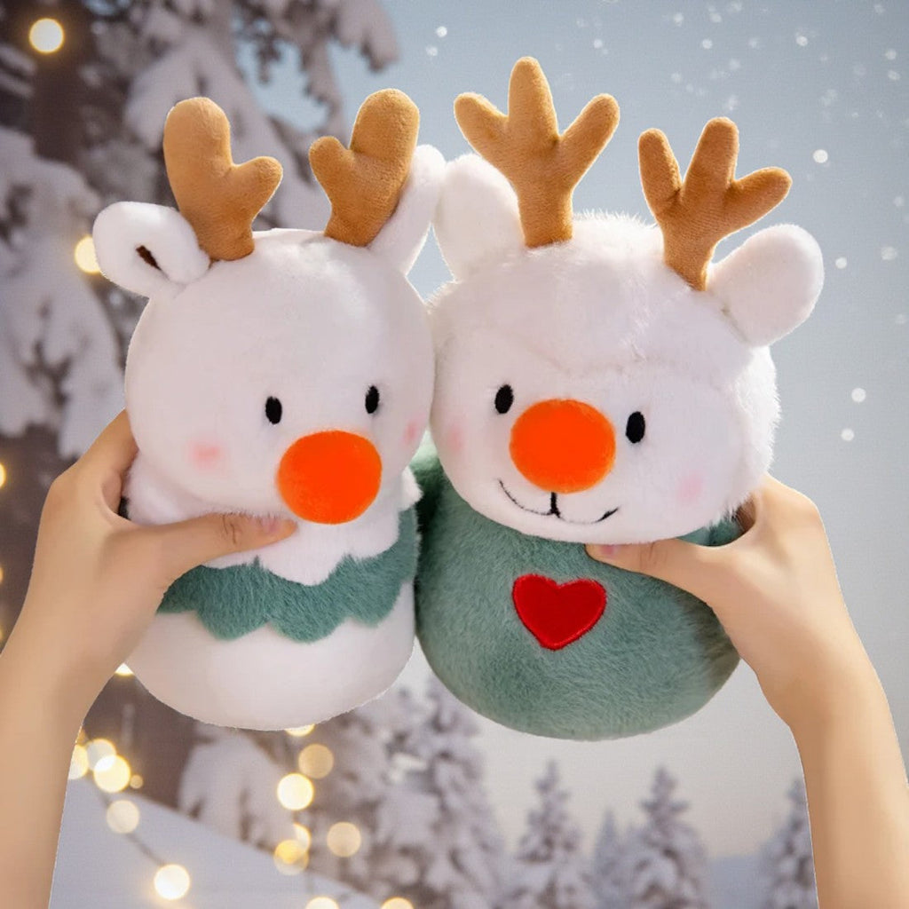 Peluche di Natale duo renna pupazzo di neve