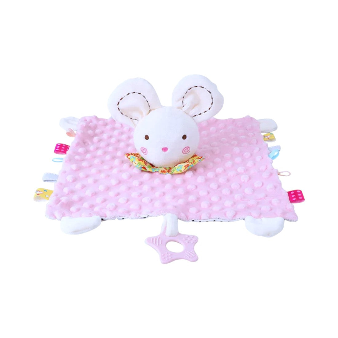 Doudou quadrato testa peluche topolino rosa pastello