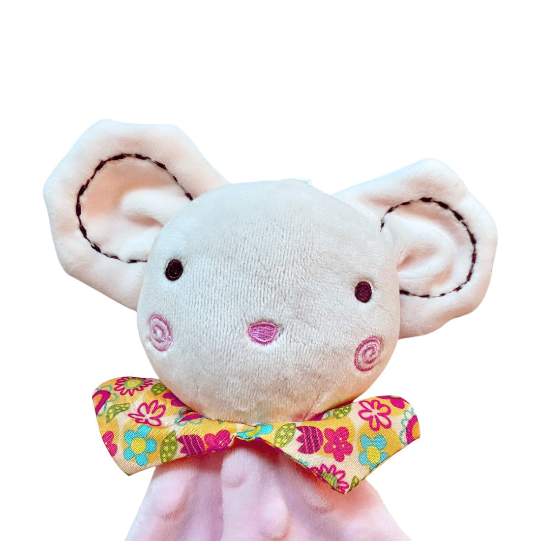 Doudou quadrato testa peluche topolino rosa pastello