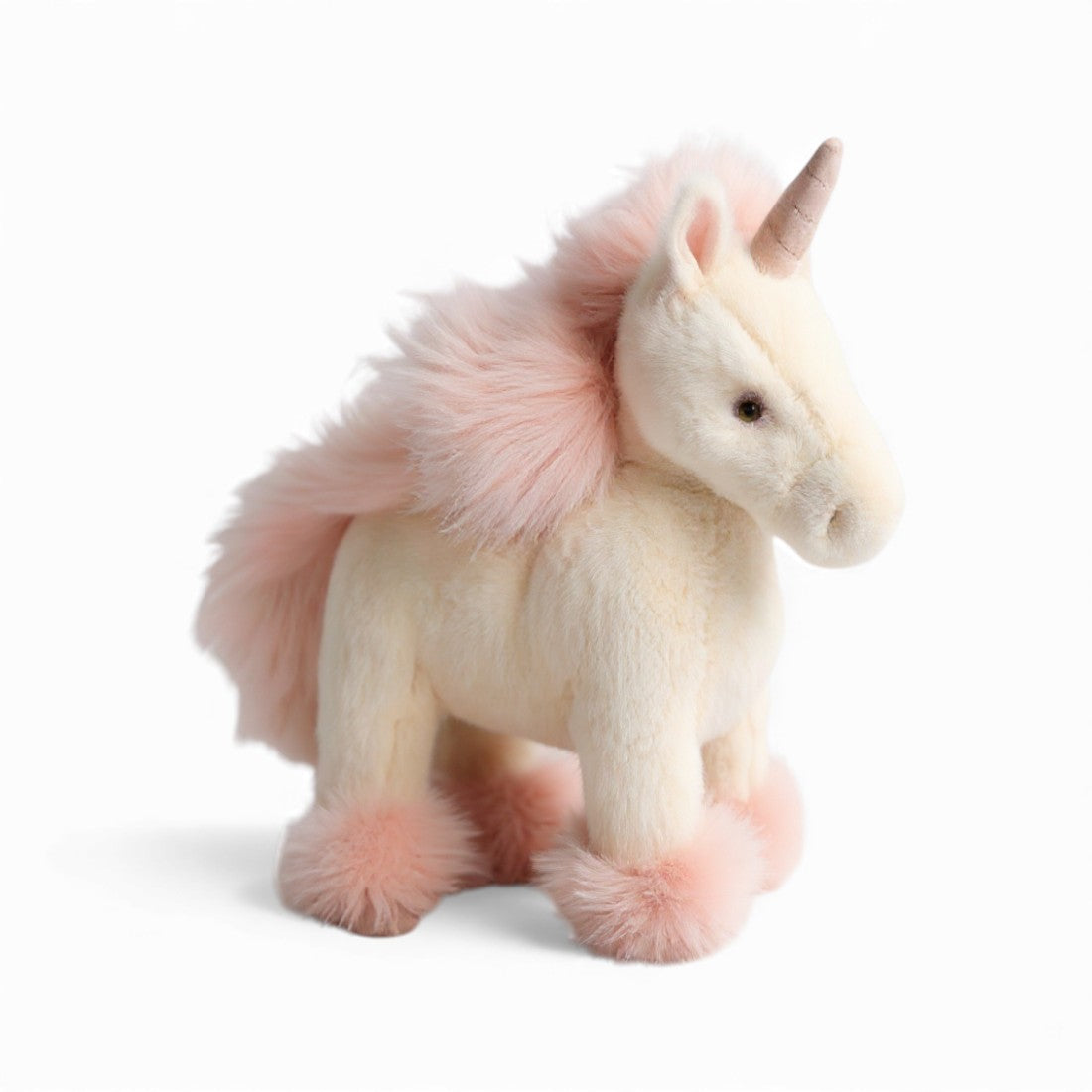 Unicorno di peluche in piedi con criniera colorata