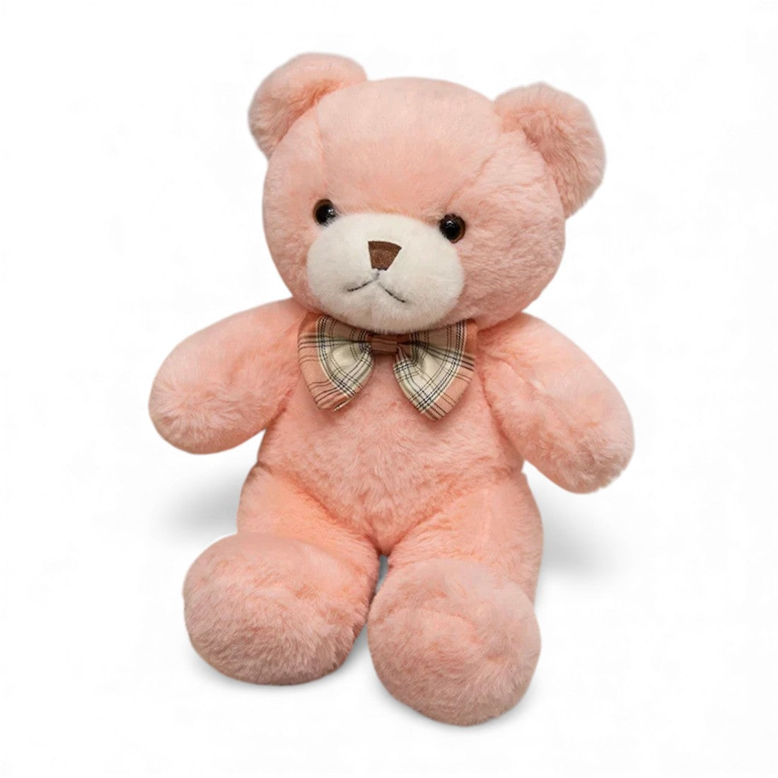 Peluche orso morbido con fiocco vichy