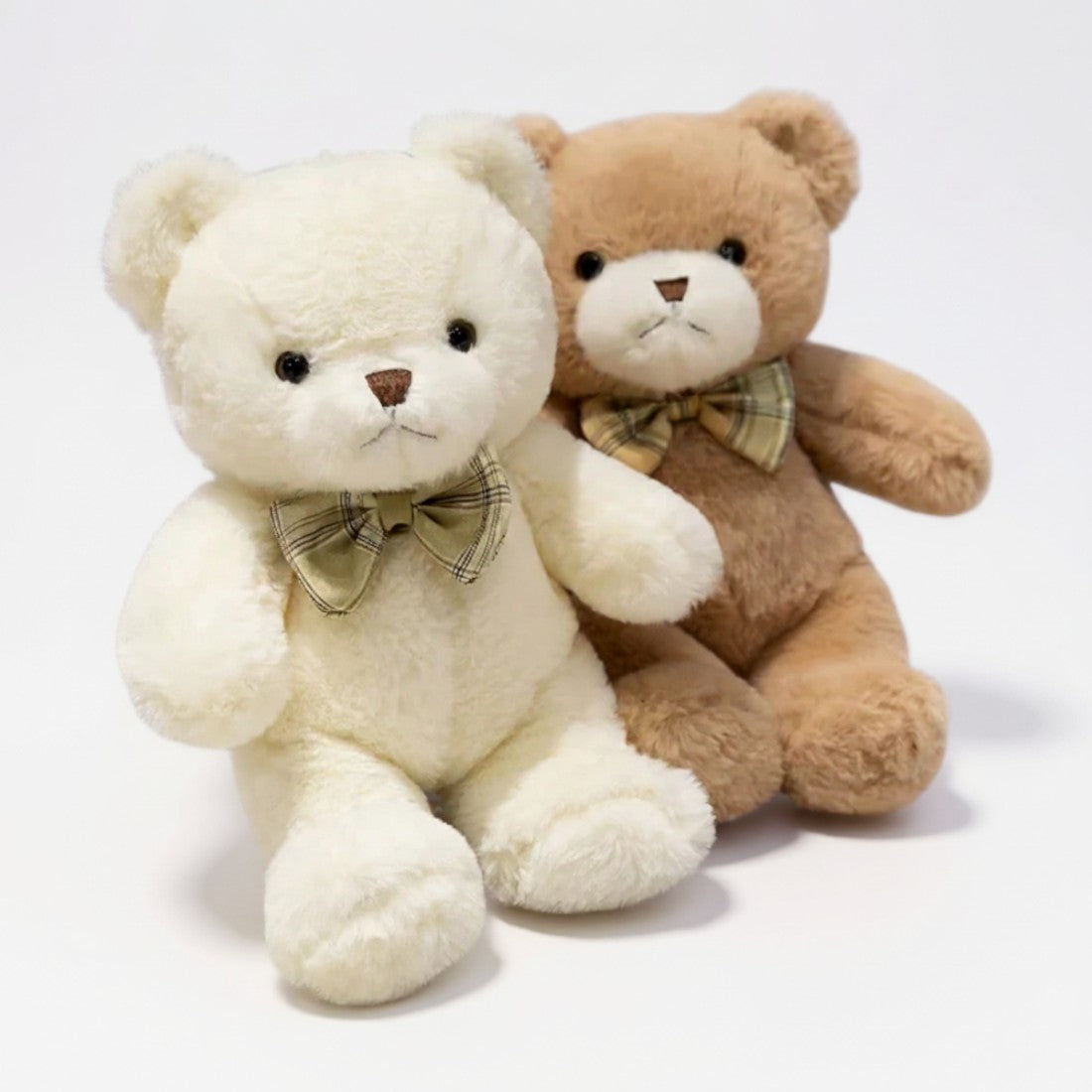 Peluche orso morbido con fiocco vichy