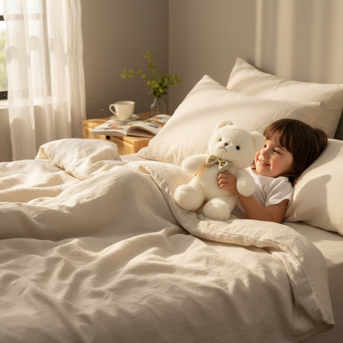 Peluche orso morbido con fiocco vichy