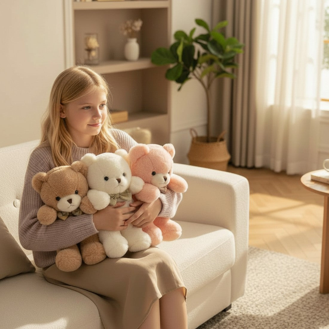 Peluche orso morbido con fiocco vichy
