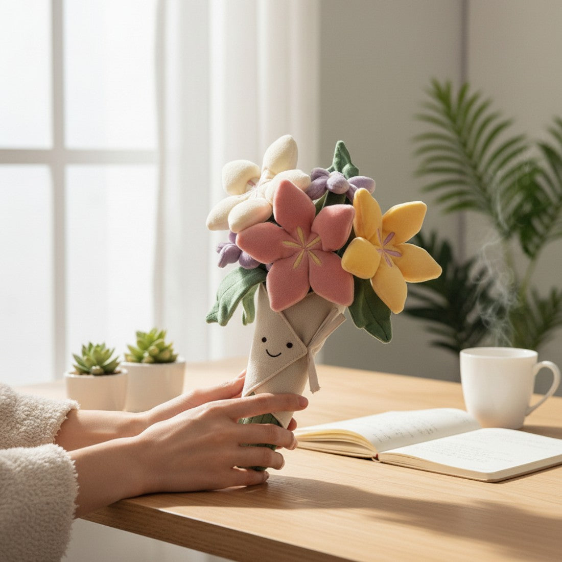Peluche bouquet di fiori multicolore kawaii