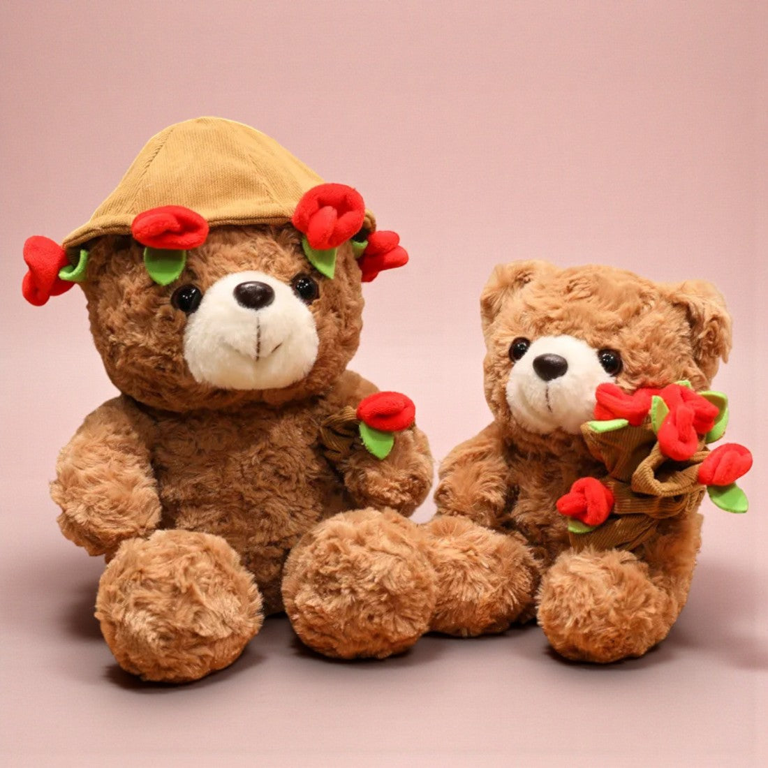 Peluche orso romantico con bouquet di fiori