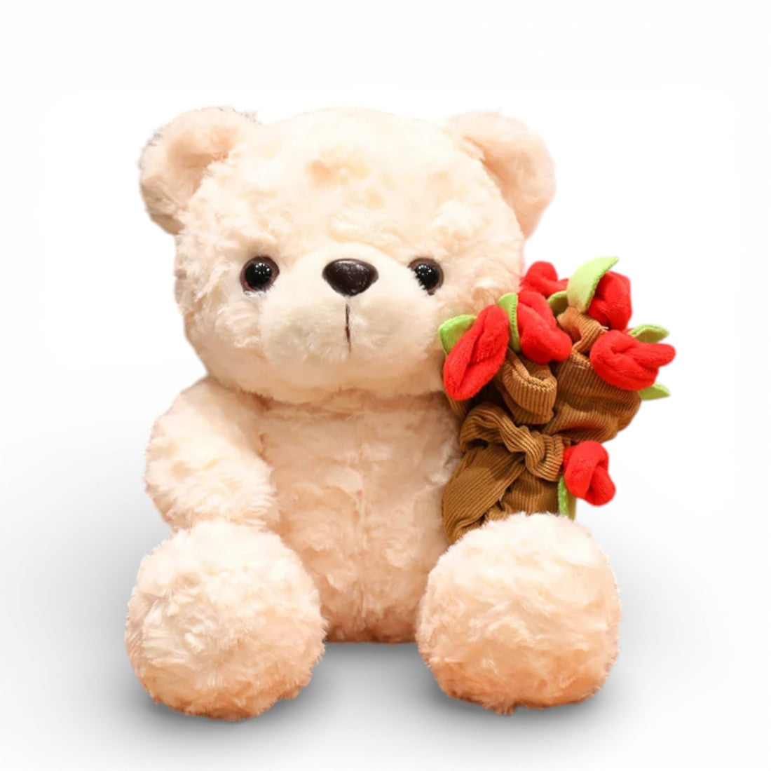 Peluche orso romantico con bouquet di fiori