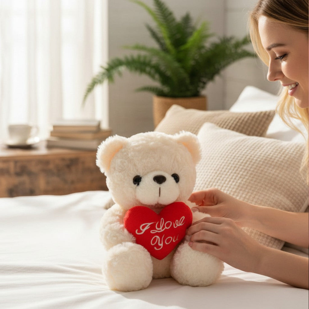 Peluche orso romantico con un cuore rosso