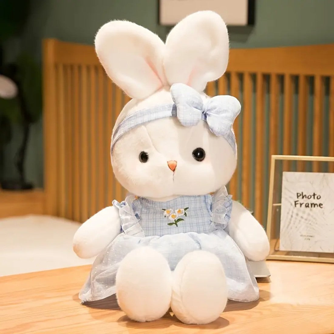 Adorabile peluche coniglio con vestitino a fiori