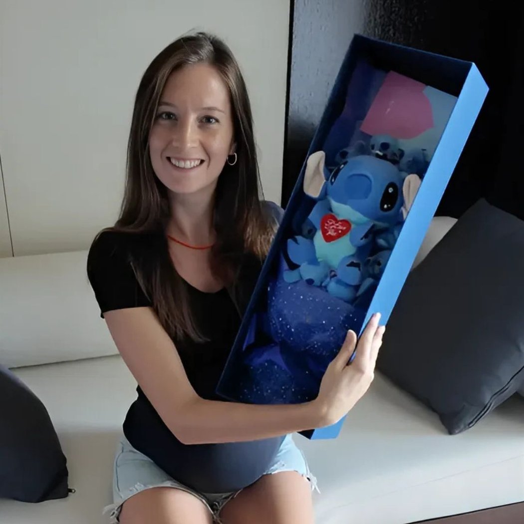 Bouquet di peluche Stitch con motivo I love you