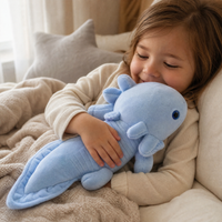 Cuscino di peluche axolotl blu formato allungato - Uso accogliente in interni