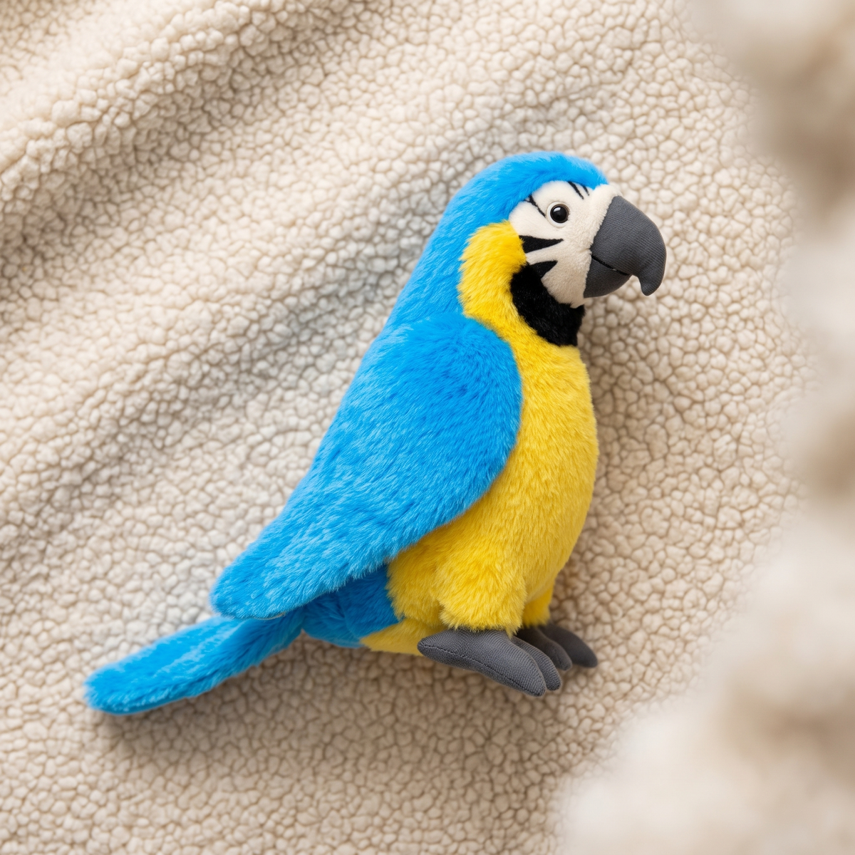 Peluche Pappagallo Ara Blu e Giallo - Dettaglio materiale