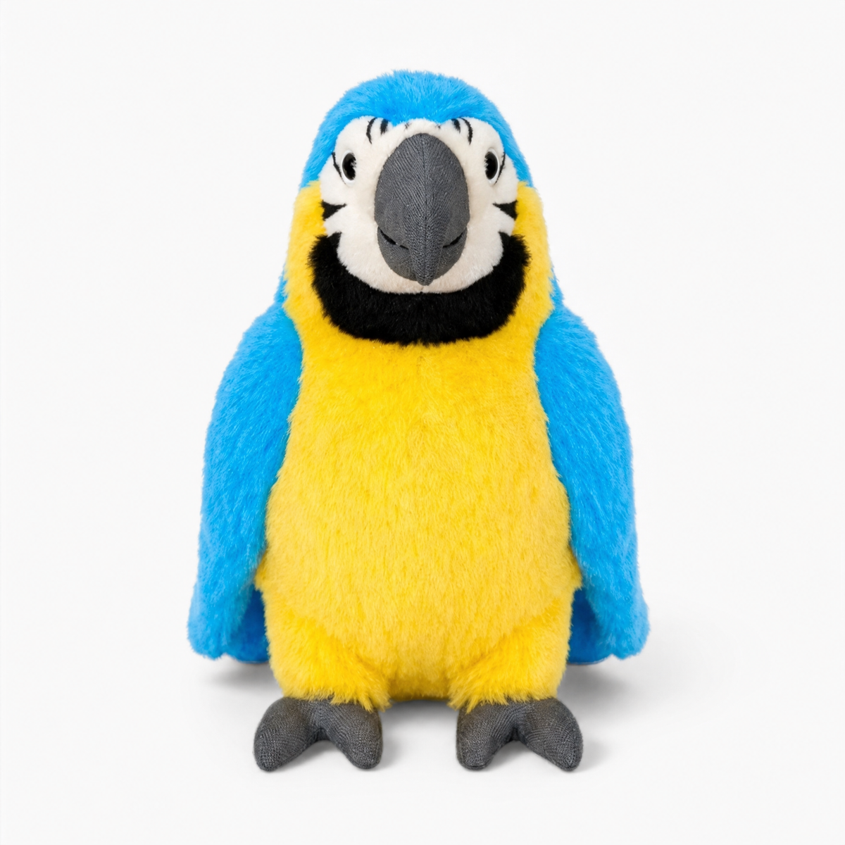 Peluche Pappagallo Ara Blu e Giallo - Fondo bianco frontale