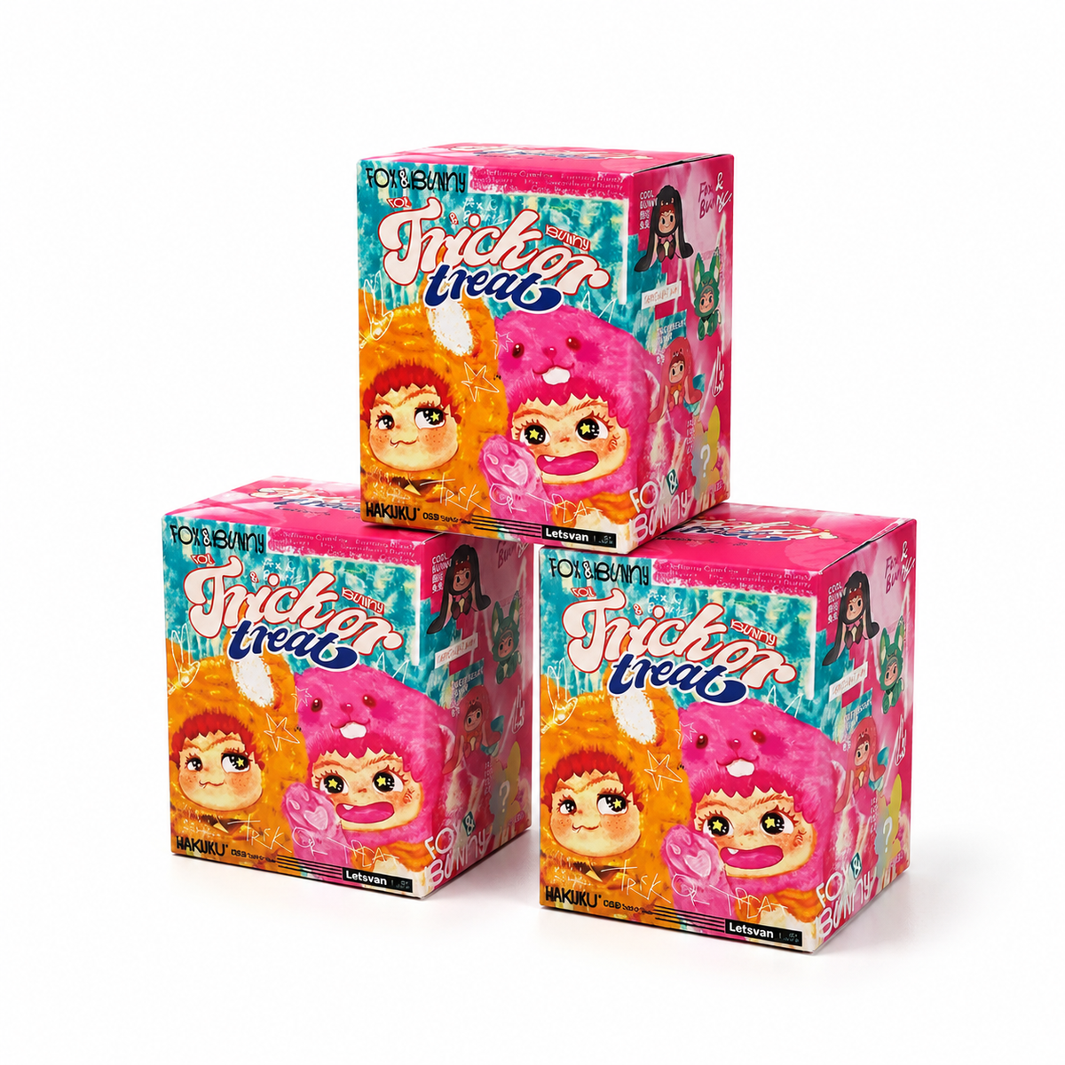 Blind Box Peluche Wakuku Fox & Bunny - Confezione da 3