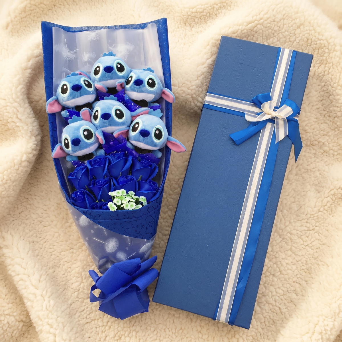 Bouquet Peluche Stitch Gentleman 6 Pezzi - Dettaglio materiale